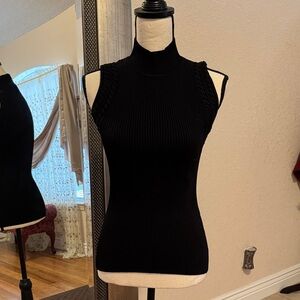 White House Black Market Black Sleeveless Ribbed Sweater